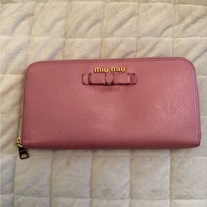 Miu Miu Pink Leather Zippy Wallet